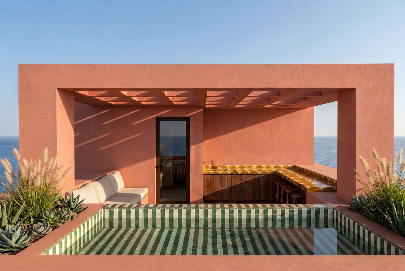Terrace with a plunge pool and shaded seating at Shams Soma, Soma Bay, Red Sea